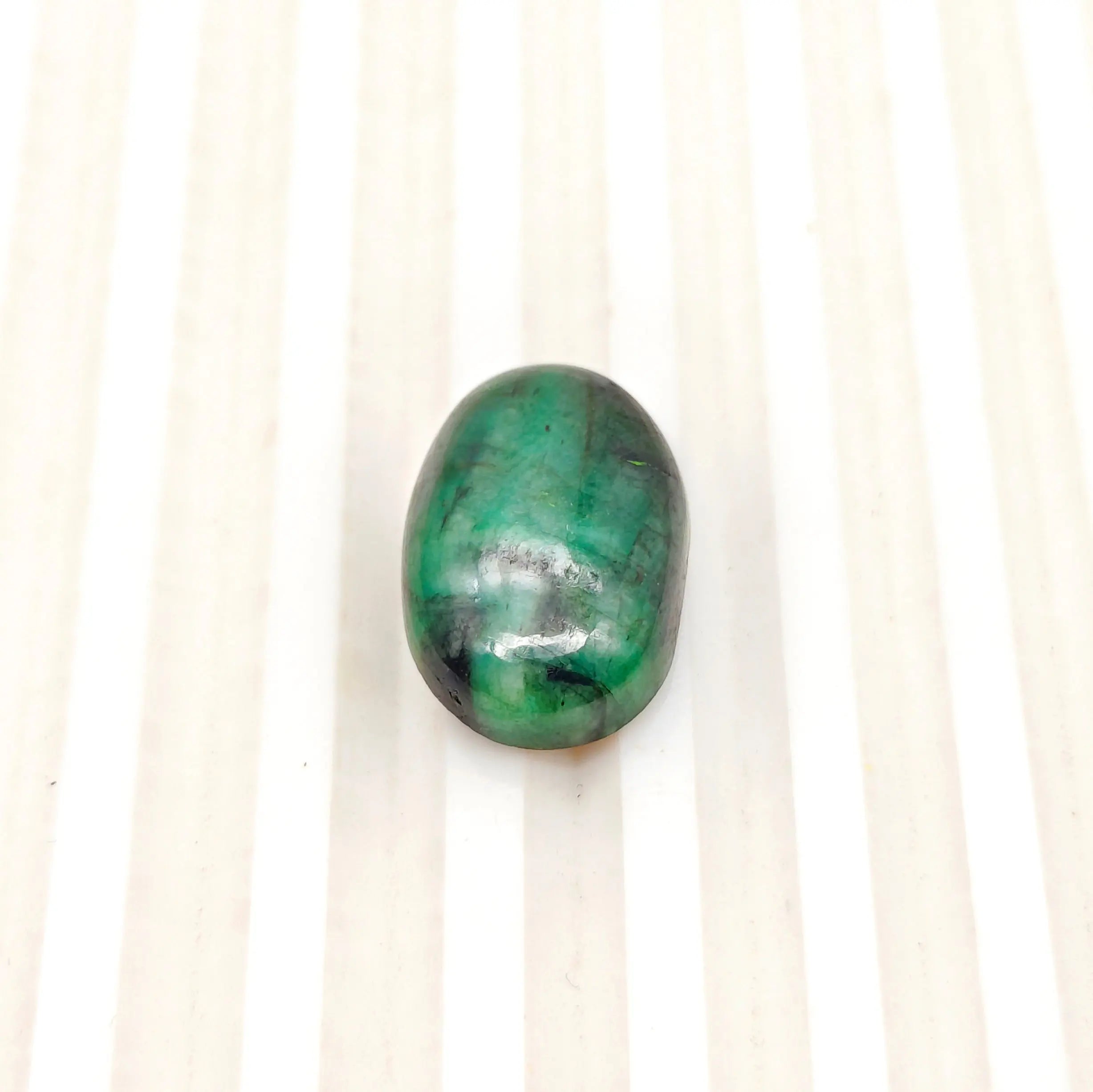 A+ Quality OVAL CABOCHON NATURAL EMERALD, GREEN COLORED, INDIAN GEMSTONE, WEIGHT 16.75 CTS